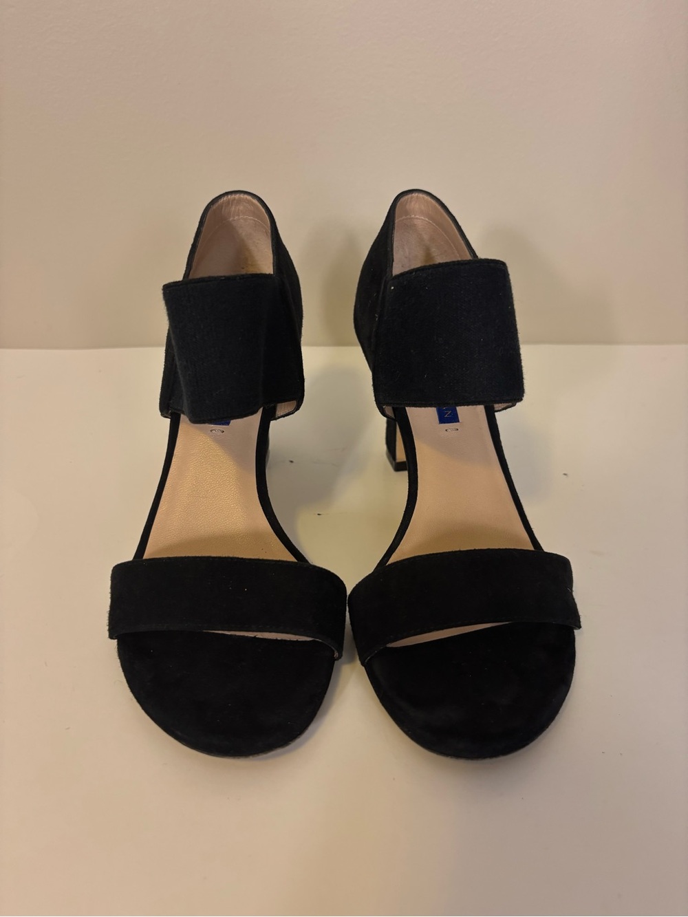 Stuart Weitzman Black Suede Mid Block Heel Sandals Women’s 6 - Picture 4 of 9